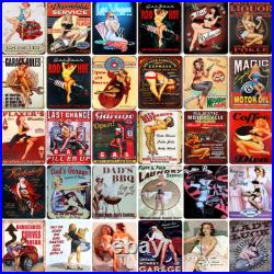 100 Random Vintage Metal Tin Signs Retro Plaque Garage Bar Customization Decor