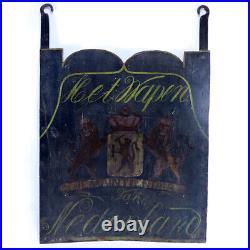 1880s Antique Dutch Painted Wrought Iron Het Wapen Lions Royal Coat of Arms Sign