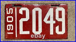1905 Philadelphia Pennsylvania license plate 2049 porcelain white on red