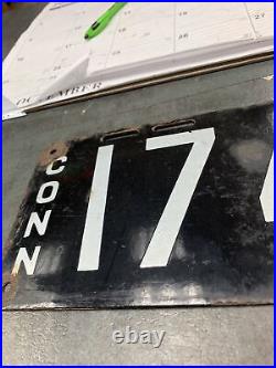 1916 Connecticut license plate 17422 porcelain white on black