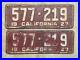 1927_California_license_plate_pair_577_219_white_on_maroon_embossed_garage_SBNC_01_scm