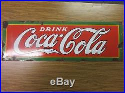 1930's Early Vintage Coca-Cola Coke Porcelain Metal Store Soda Fountain Sign