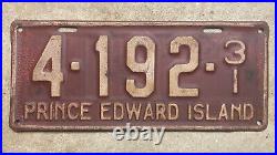 1931 Prince Edward Island license plate 4-192 Canada white on red Ford Model A