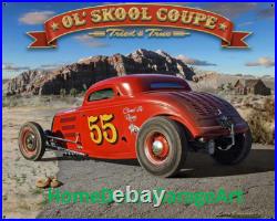 1933 Old School Coupe Hot Rod Metal Sign Vintage Style Garage Art 1933 Old School Coupe Hot Rod Metal Sign Vintage Style Garage Art