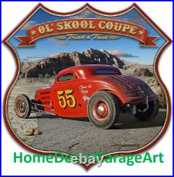 1933 Old School Coupe Hot Rod Metal Sign Vintage Style Garage Art 1933 Old School Coupe Hot Rod Metal Sign Vintage Style Garage Art