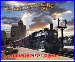 1934 Canadian Pacific Railroad Metal Sign Vintage Style Train Room Art