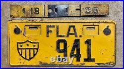1935 Florida license plate US Navy 941 unused NOS locking strip shield military