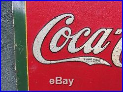 1938's Early Vintage Coca Cola Tin Metal Store Sidewalk Soda Fountain Sign