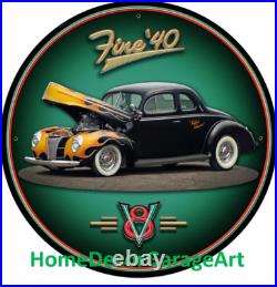 1940 Coupe Hot Rod V8 Rebel Rouser Metal Sign Vintage Style Garage Art 1940 Coupe Hot Rod V8 Rebel Rouser Metal Sign Vintage Style Garage Art