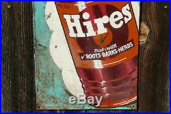 1940's Vintage Hires Root Beer Soda Pop Gas Station 42 Embossed Metal Sign