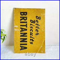 1940s Vintage Britannia Biscuits Confectionery Advertising Metal Sign Board