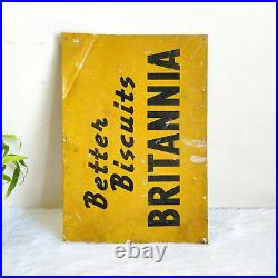 1940s Vintage Britannia Biscuits Confectionery Advertising Metal Sign Board