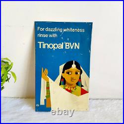 1940s Vintage Dazzling Whiteness Rinse With Tinpal BVN Advertising Metal Sign