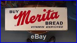 1941 Original Vintage Metal Merita Bread Advertising Sign
