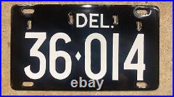 1942 Delaware license plate 36-014 porcelain 1995 remake Historic Plate Company