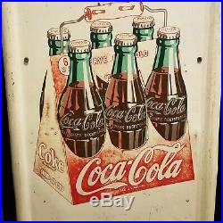 1947 metal Coca Cola pilaster sign six pack 16 button original vintage gas oil