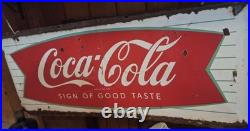 1950 Vintage Coca Cola Sign Fishtale Sign Metal Sign