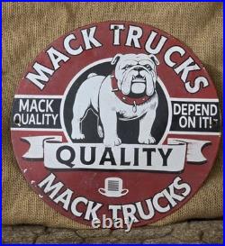 1950's Vintage Mack Diesel Trucks Heavy Porcelain Metal Dealership Sign