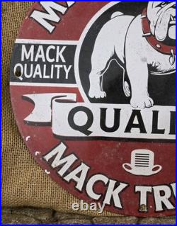 1950's Vintage Mack Diesel Trucks Heavy Porcelain Metal Dealership Sign