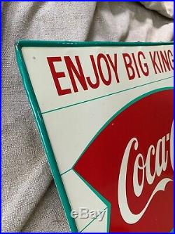 1950s Original Coca Cola ENJOY BIG KING SIZE Vintage Metal Sign