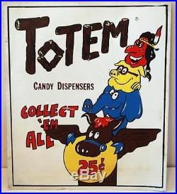 1950s Original Vintage Pez Totem Candy Dispenser Metal Tin Store Display Sign