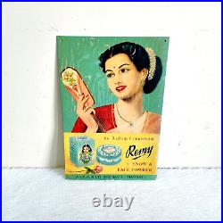 1950s Vintage Indian Lady Remy Snow Face Powder Advertising Metal Sign Board S85