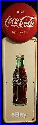1952 metal Coca Cola pilaster sign 3 color 16 button original vintage gas oil