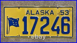 1953 Alaska license plate 17-246 big dipper flag north star embossed