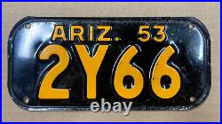 1953 Arizona motorcycle license plate 2Y66 Harley Indian Route 66 NOS SSWI