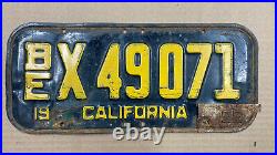 1955 California truck for hire license plate BE X 49071 tab 1951 birth year
