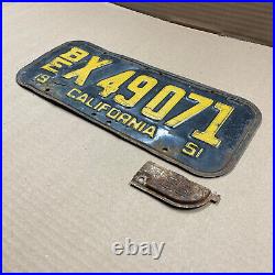 1955 California truck for hire license plate BE X 49071 tab 1951 birth year