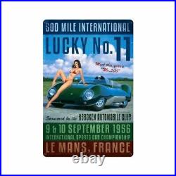 1956 Le Mans Championship Lucky #11 Pin Up Metal Sign by Greg Hildebrandt