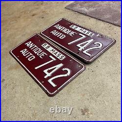 1959 Massachusetts antique auto license plate pair 742 1960 Ford Chevy Dodge