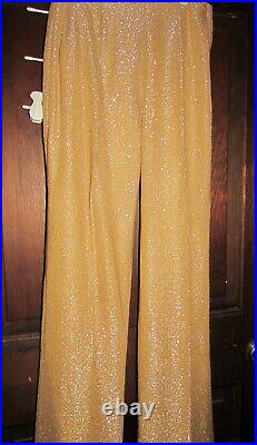 1960's 70's Mr. Dino 2 pc psychedelic pants set flowers metallic fabric signed