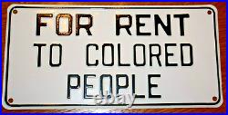 1960's Black Americana For Rent Sign, Vintage Advertising Tin Sign, NOS