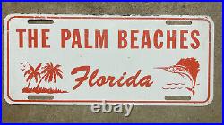 1960s 1970s Florida the Palm Beaches license plate red on white graphic marlin