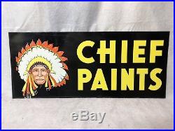 1960s Chief Paints Metal Sign NOS Antique Vintage