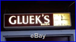 1962 Gluek's Vintage Metal Beer Lighted Sign And Clock