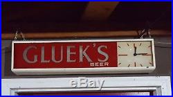 1962 Gluek's Vintage Metal Beer Lighted Sign And Clock