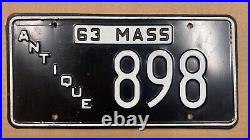1963 Massachusetts antique auto license plate 898 Ford Chevy Dodge vintage
