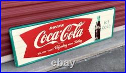 1963 Vintage Coca-Cola Fishtail Metal Sign 54 Robertson 4-63