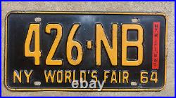 1964 New York license plate 426 NB orange on black embossed Dodge HEMI 1965