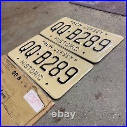 1967 New Jersey historic vehicle license plate pair QQ-B 289 NOS Ford Mustang