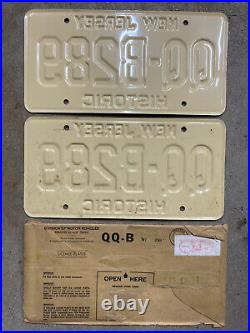 1967 New Jersey historic vehicle license plate pair QQ-B 289 NOS Ford Mustang