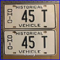 1967 Ohio historical vehicle license plate pair 45T embossed antique car 0929