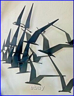 1968 Jere Signed Vtg Mid Century Modern Metal Birds in Flight Seagull Sculpture
