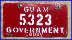 1970s Guam government license plate 5323 white on red US territory