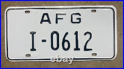 1970s US Forces in Greece license plate AFG I-0612 Iraklion Crete black on white