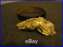 1976 Christopher Ross-c. Ross-gold Dip Equestrian Horse Head Signed Buckle/belt