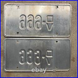 1976 Montana license plate pair DV 666 disabled veteran embossed triple 6 devil